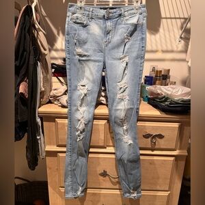 Hollister Light Blue Distressed Skinny Jeans